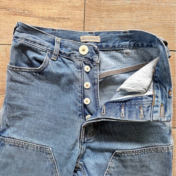 Jesse Kamm Patchfront Handy Pants Cowboy Blue Denim - Picture 8 of 14